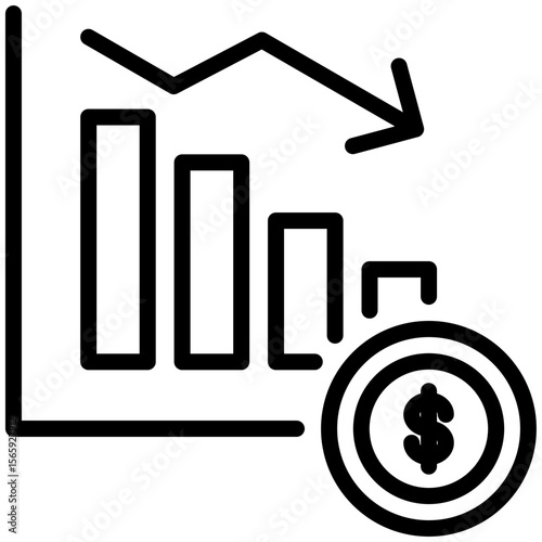 Money loss icon for gross domestic product (GDP), business, website, application, printing, document, poster design, etc