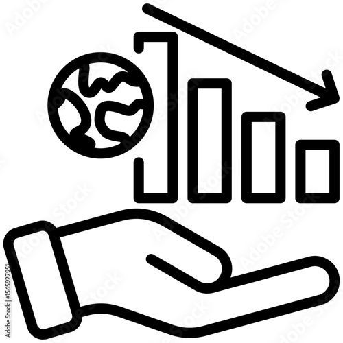 Global recession icon for gross domestic product (GDP), business, website, application, printing, document, poster design, etc