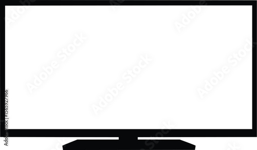 Modern flat-screen TV vector illustration, simple black design.