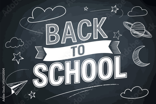 Back to school chalkboard design with stars clouds and planets perfect for education promotion use