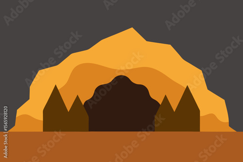 A Simple Graphic Depiction Of Basic Caves For A Minimalist And Clean Rock Icon