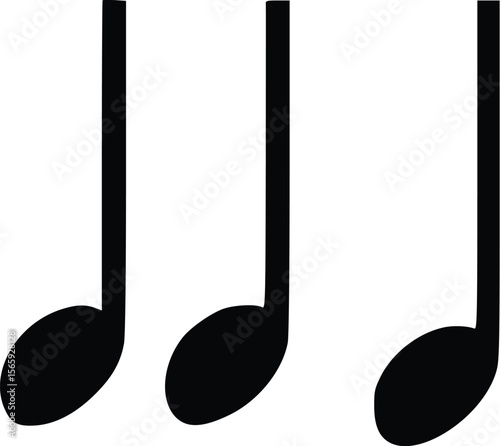 Triple eighth notes vector illustration; minimalist musical design