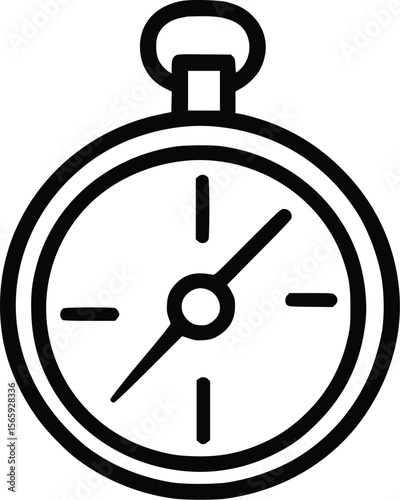 Simple compass vector icon: minimalist, elegant, black line art.