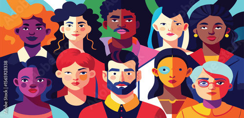 Colorful Multicultural Portrait Illustration – Diversity and Inclusion Concept