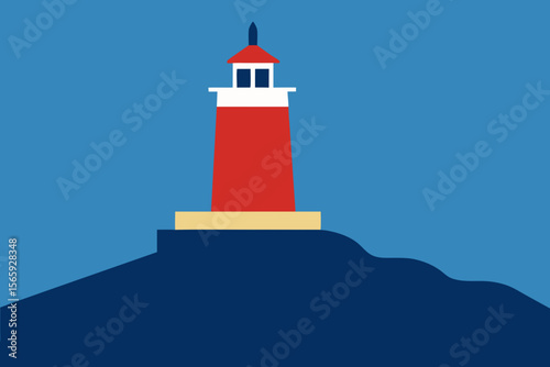 A Simple Shape Of A Basic Lighthouse On A Cliff For A Nautical Or Coastal Icon