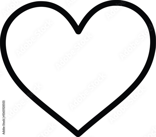 Bold Black Vector Heart Outline: Simple Love Icon Illustration