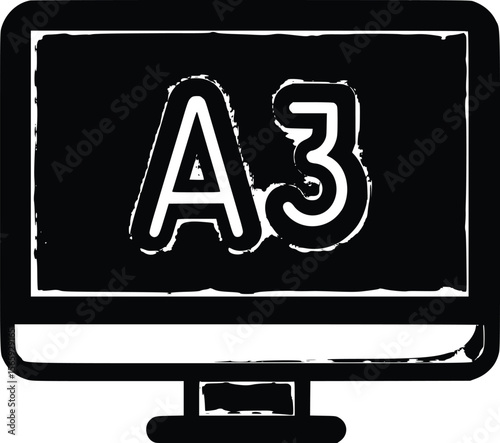Vector illustration: A3 size display screen, grunge style, dark mood.