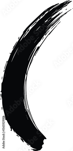 Abstract black vector brush stroke: elegant, curved design element.