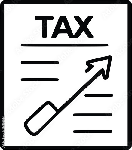 Rising Tax Form Vector Illustration: Simple Line Art Design