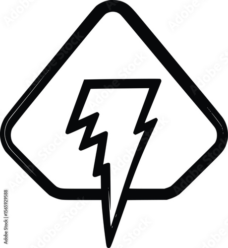 Bold Vector Lightning Bolt Icon:  Modern Energy Symbol Design