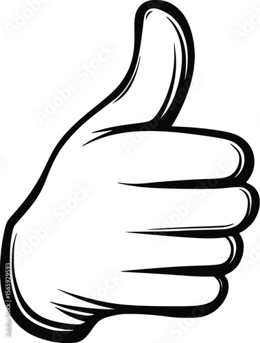 Thumbs Up Gesture:  Bold Vector Illustration, Positive Approval Icon