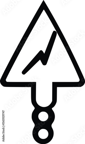 Bold Black Vector Trowel Icon:  Construction, Repair, and Growth Symbol