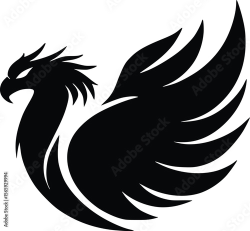 Powerful Black Vector Eagle Logo: Fierce, Stylized, and Bold Design