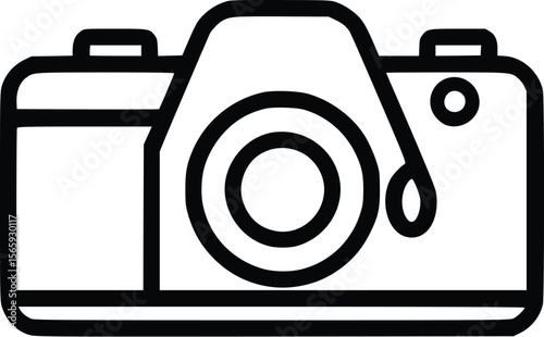 Sleek Vector Camera Icon: Minimalist Line Art Design