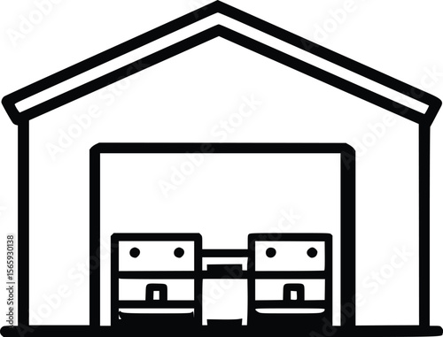 Simple vector warehouse icon:  minimalist storage facility design