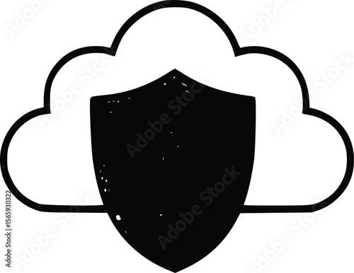Secure Cloud Computing:  Vector Icon,  Data Protection Shield
