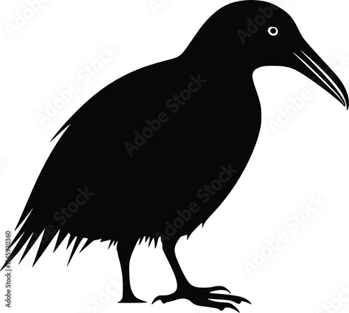 Elegant Black Bird Vector Silhouette: Simple, Minimalist Design