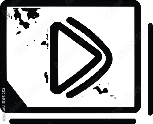 Grunge Style Vector Play Button Icon: Media Player Design