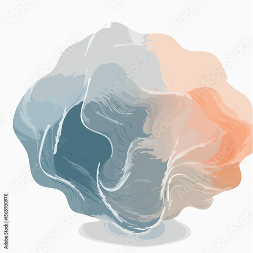 A dreamy abstract vector with swirls and soft edges in rose, clay, and pistachio. Organic flow and calm forms bring a sense of serenity to decor or branding.