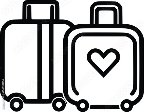 Romantic Getaway: Vector Illustration of Two Suitcases