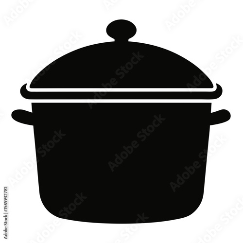 Title: Black Silhouette of a Cooking Pot with Lid
