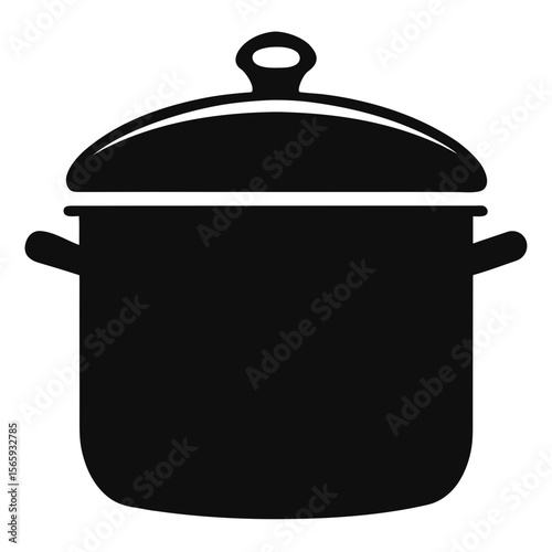 Title: Black Silhouette of a Cooking Pot with Lid