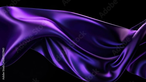 Elegant flowing purple silk fabric on a black background