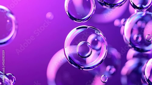 Colorful soap bubbles floating against a purple backdrop