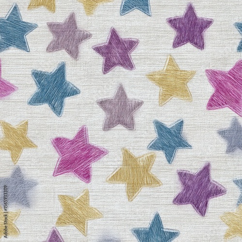 Hand-Drawn Star Seamless Fabric