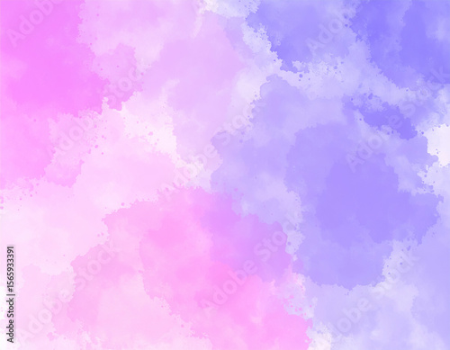 ウォーターカラー水彩画風のピンクと紫の滲んだ背景　淡い色と紙に広がる絵の具・インクの滲み　やさしい背景壁紙テクスチャー