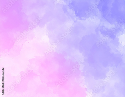 ウォーターカラー水彩画風のピンクと紫の滲んだ背景　淡い色と紙に広がる絵の具・インクの滲み　やさしい背景壁紙テクスチャー