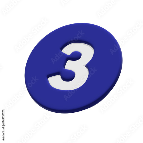 The vector displays a 3D representation of the number three symbols (3)