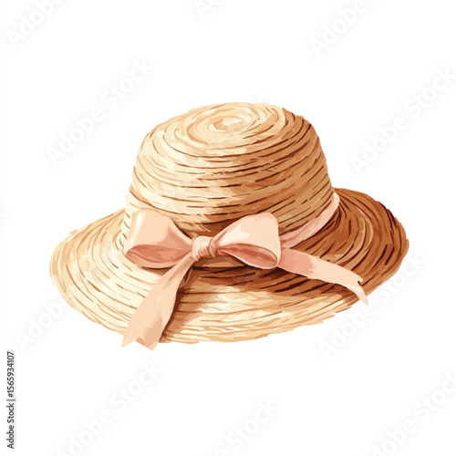 a cute straw hat with ribbon