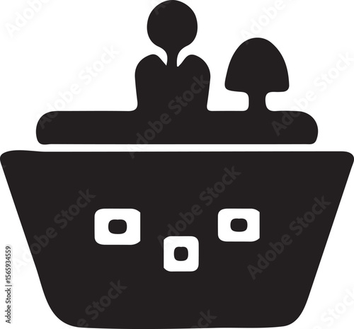 Receptionist at Hotel Desk Icon Simple Black Silhouette Illustration