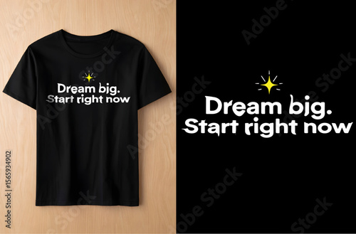 Dream Big T-Shirt Design – Motivational Quote with Bold Typography and Minimal Star Icon