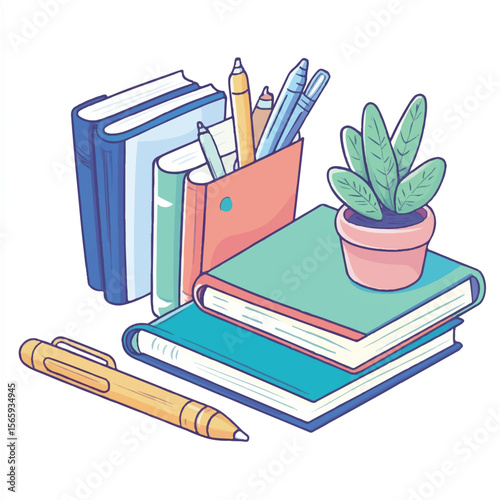 a cute tiny books and pens for stationery