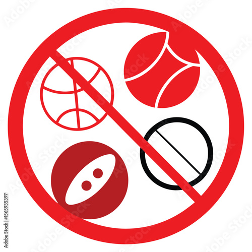 No Ball Games Allowed  Prohibition Sign Graphic Design