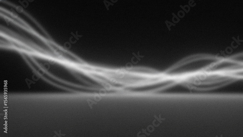 Abstract flowing white light lines against a dark textured background graphic