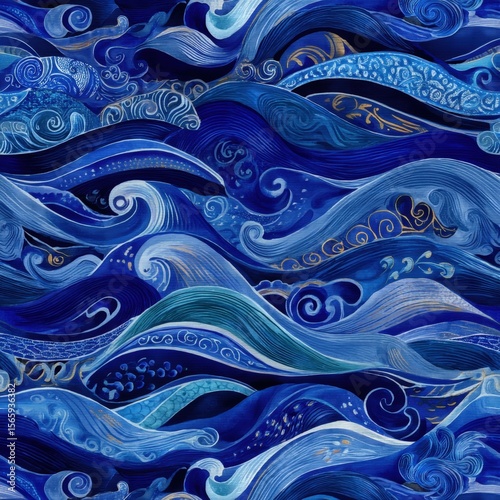 Ocean Wave Repeat Print