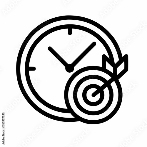 Clock with bullseye target. Time commitment
