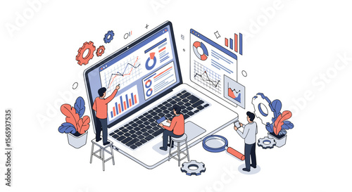 Illustrating the process of data analysis and business intelligence for strategic decision making and growth planning