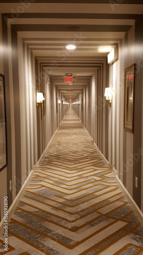 Hotel corridor perspective view