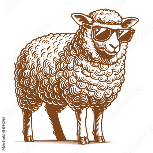 Sheep Wearing Sunglasses Vector Design