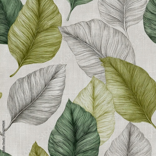 Botanical Line Art Seamless Pattern