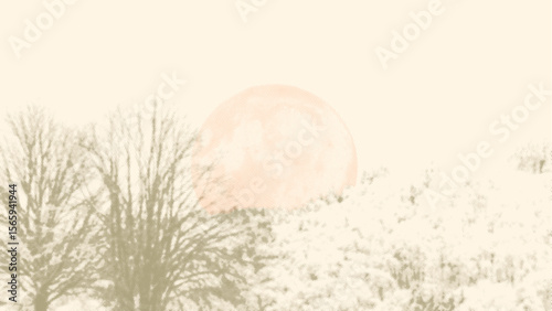 abstract halftone sunset in forest nature background.