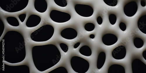 Organic Network, Abstract White Fluid Structure on Dark Background