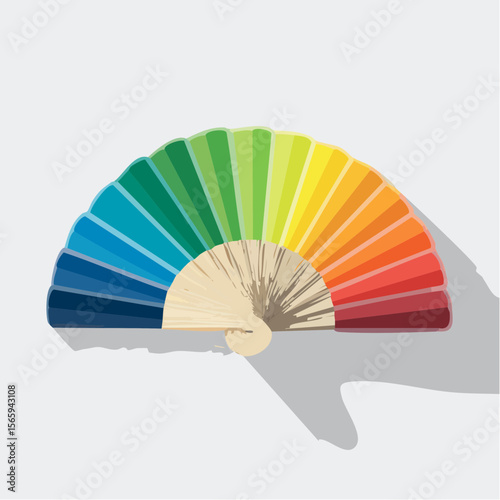A vector flat lay of five round sticker-style color swatches in a soft Scandinavian palette. Calm, minimal arrangement in a fan shape with soft tones and smooth color balance.