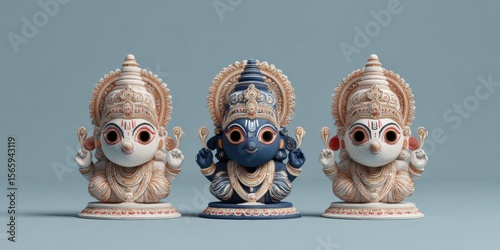 Authentic Kharchi Puja Statues Trio Premium Traditional Deity Figures for Summer Festive Marketing and Diwali Cultural Campaigns Inspiring Young Professionals