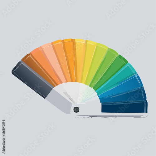 A vector flat lay of five round sticker-style color swatches in a soft Scandinavian palette. Calm, minimal arrangement in a fan shape with soft tones and smooth color balance.