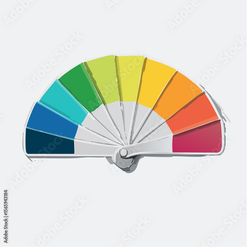 A vector flat lay of five round sticker-style color swatches in a soft Scandinavian palette. Calm, minimal arrangement in a fan shape with soft tones and smooth color balance.